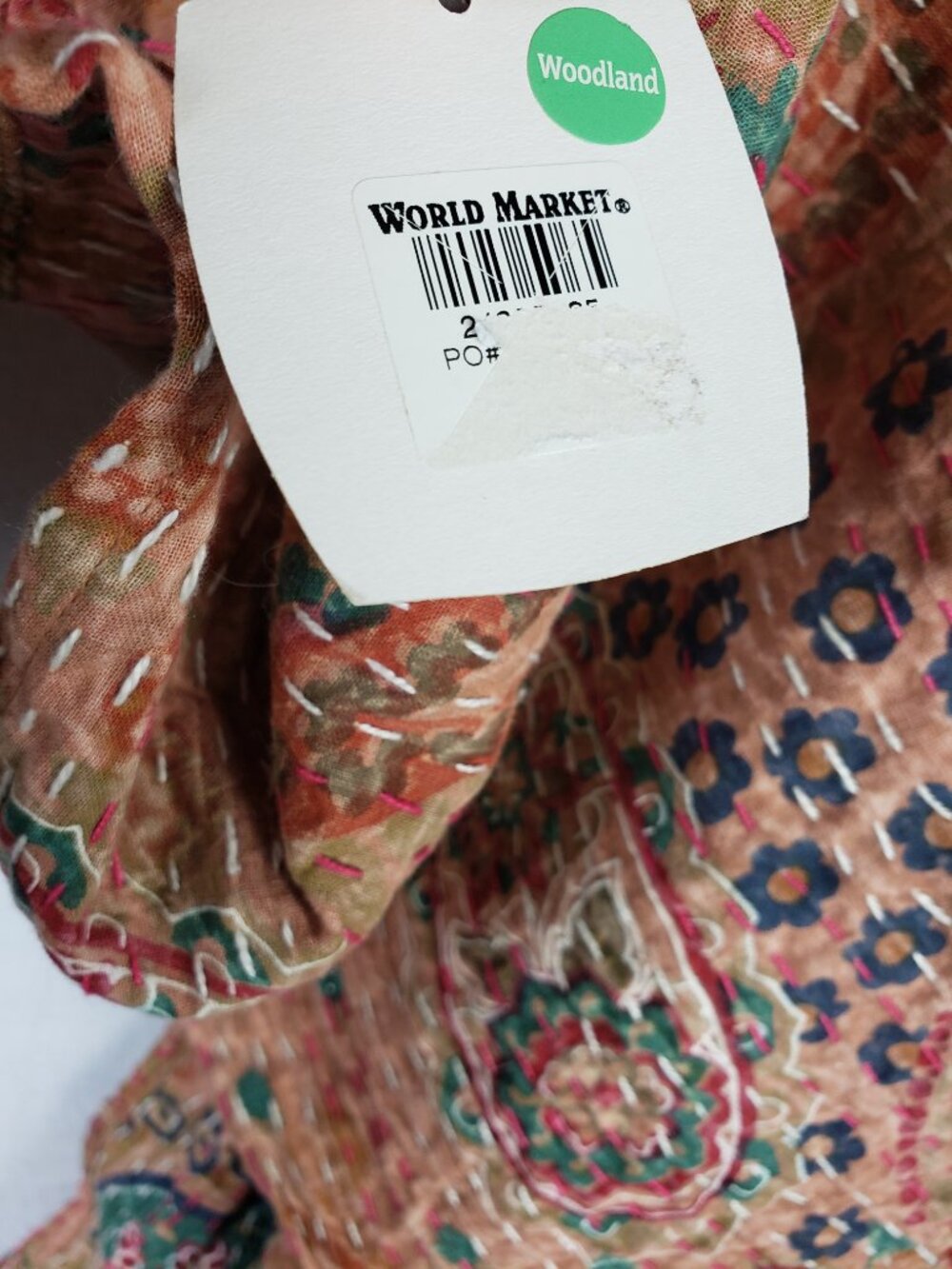 NWT World Market Infinity Scarf Shawl Paisley Embroidered Cotton Bohemian Ethnic - Picture 6 of 9